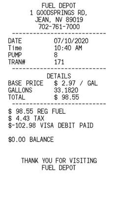 petrol pump receipt
